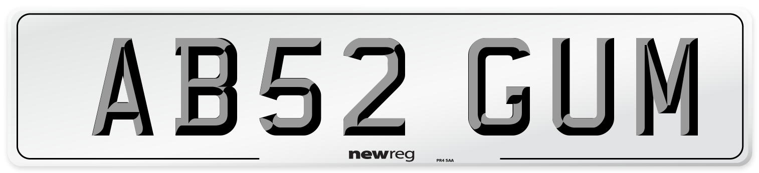 AB52 GUM Number Plate from New Reg